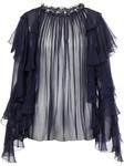 Alberta Ferretti шелковая блузка с оборками, синий - фото