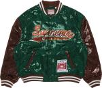 Куртка Supreme x Mitchell & Ness Sequin Varsity Jacket 'Green', зеленый - фото