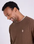 Свитер U.S. Polo Assn Solid Crew Neck, коричневый - фото 2