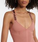 Платье миди с жаккардом и логотипом Off-White, Nude Brown - фото 4