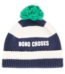 Полосатая шапочка с логотипом Bobo Choses, Midnight Blue - фото