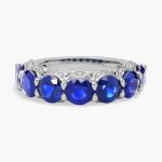 Кольцо Halo с 7 камнями сапфира и скрытым бриллиантом Blue Nile - фото