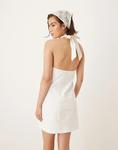Мини-платье Nobody's Child с вырезом-халтер, белое, приталенное - фото 4