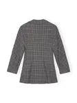 Однобортный пиджак в клетку GANNI, серый - фото 6