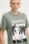 Хлопковая футболка Guess, зеленый - фото 4