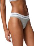 Современные женские хлопковые стринги Calvin Klein, Grey Heather - фото 3