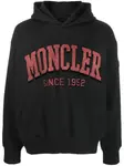 Худи с логотипом и блестками Moncler, черный - фото