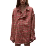 Клетчатая рубашка R13, розовая - фото 2