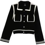 Кардиган с контрастным профилем PINKO, черный - фото