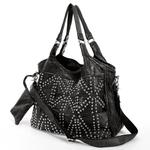 Ameri Кожаная кожаная сумка-тоут с заклепками Ameri Leather, черный - фото