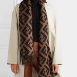FENDI Джаккардовый шарф с логотипом Ff, Dark Brown - фото 6