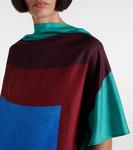 Шелковая атласная блузка Loewe, Green/Red/Multicolor - фото 4