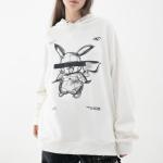 Черная уличная худи унисекс HARSH AND CRUEL с комиксным принтом в технике рисования тушью - фото 10