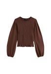 Топ New Look SHIRRED LONG SLEEVE , Dark Brown - фото 3