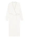 Платье-халат с декором Brunello Cucinelli, белый - фото