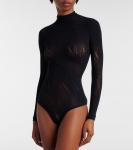 Полупрозрачный сетчатый боди Wolford, черный - фото 6