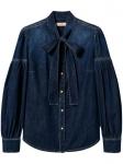 TWINSET джинсовая рубашка с бантом, синий - фото