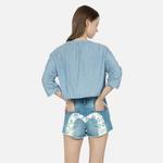 Футболка женская пудрово-голубая Evisu - фото 4