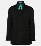 Пиджак из шерстяного габардина Prada, Nero+Blu - фото