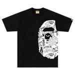 Футболка BAPE Hand Drawn Pattern Side Big Ape Head Tee, черный - фото