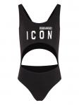 DSQUARED2 KIDS купальник с принтом логотипа, черный - фото