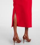 Шелковое макси-платье с открытыми плечами Carolina Herrera, Scarlet - фото 6