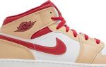 Кроссовки Air Jordan 1 Mid GS Light Curry Cardinal Red, кремовый - фото 2