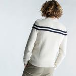 Мужской парусный свитер с бежево-синими полосками TRIBORD, шпаклевка/черно-синяя - фото 3