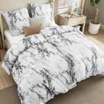 Комплект постельного белья Bedsure, 4 предмета, 135х200/80x80 см, белый/мрамор - фото