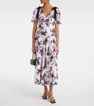 Сатиновое платье миди с цветочным бантом Self-Portrait, розовый - фото 2