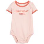 Хлопковое боди для девочки Carter на день рождения для девочки Carter's, розовый - фото