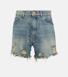 Потертые джинсовые шорты Balmain, синий - фото