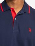 Футболка поло U.S. Polo Assn. Slim Fit Stretch Solid Pique, темно-синий - фото 4