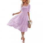 Платье Merokeety Puff Sleeve Boho Midi, сиреневый - фото