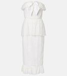 Платье-бюстье из кружева и шелкового жоржета Alessandra Rich, белый - фото