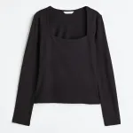 Лонгслив H&M Jersey, черный - фото