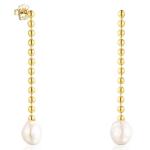 Серьги Tous Gloss Long , позолоченное серебро/жемчуг - фото