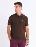 Футболка поло U.S. Polo Assn Solid Pique Small Logo, темно-коричневый - фото