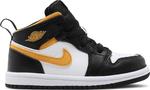 Кроссовки Air Jordan 1 Mid TD Black University Gold, белый (Размер 18,5 RU) - фото