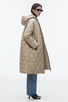 Стеганое пальто с капюшоном ZARA, светлый хаки - фото 4