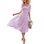 Платье Merokeety Puff Sleeve Boho Midi, сиреневый - фото 2