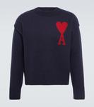 Шерстяной свитер Ami de Cœur Ami Paris, синий - фото