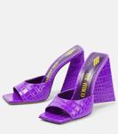 Мюли из кожи Devon с крокодиловым эффектом The Attico, Neon Violet - фото 5
