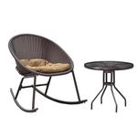 Purple Leaf Кресло-качалка coffee [2 кресла + 1 журнальный столик d60] с подушками - фото 7