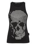 Ребристая майка с черепом и стразами PHILIPP PLEIN, черный - фото