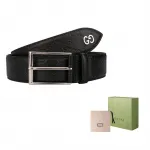 Ремень кожаный Gucci с логотипом, черный - фото 4