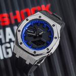 Часы Casio G-Shock Analog-Digital 2100 Series, арт. GA-2100-1A1, черный/серебро/сине-фиолетовый - фото 5