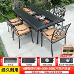 Комплект садовой мебели Green Water: 6 стульев Илизавета, стол с двойным грилем, 200х100 см, черный - фото