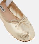 Кожаные балетки с логотипом Miu Miu, Pirite - фото 6