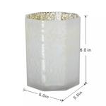 Шестигранный подсвечник из крапчатого стекла, синий - фото 8